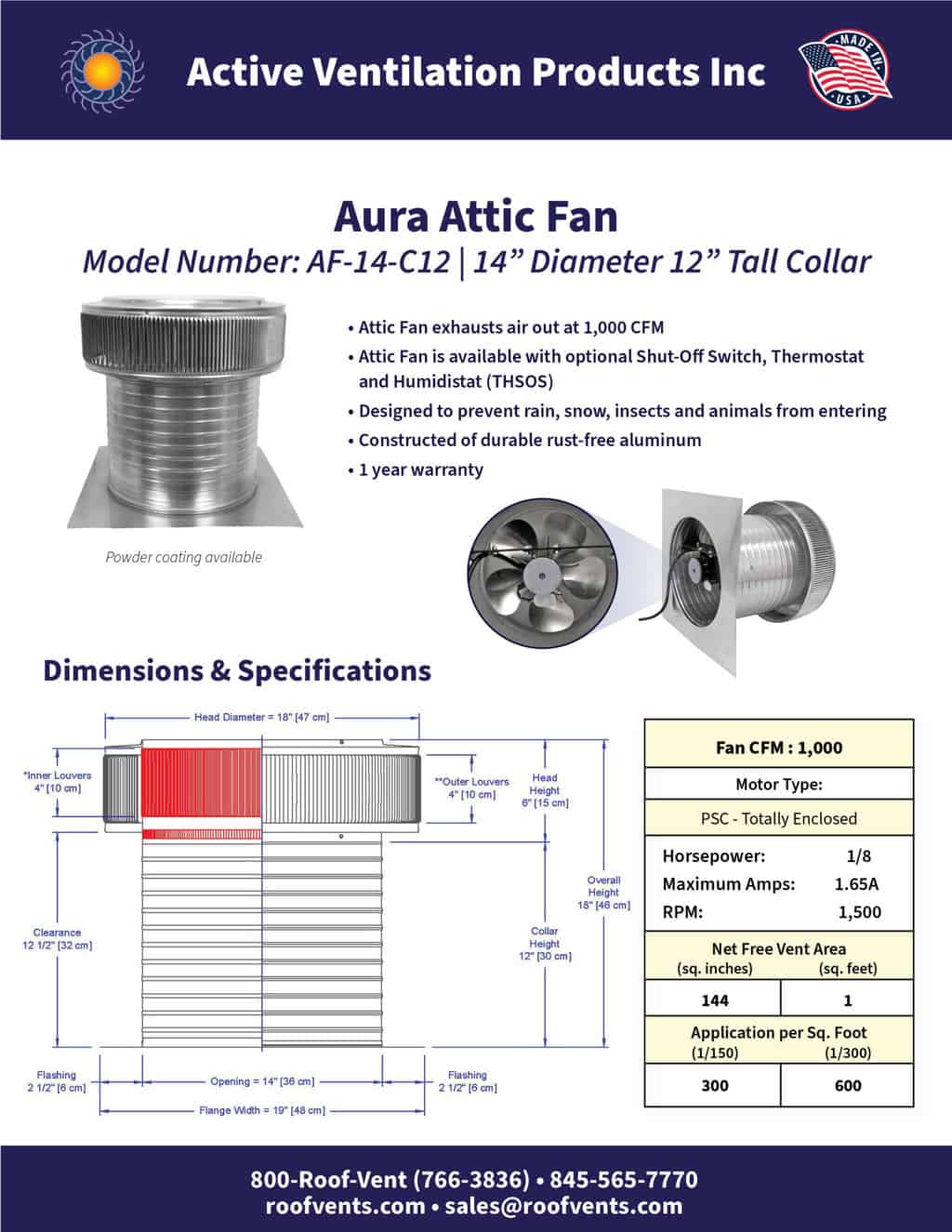 AF-14-C12-brochure An Exhaust Attic Fan